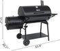 CC2036F Barrel Charcoal Grill with Offset Smoker, Outdoor BBQ Grill with 1200 Sq. In. Grilling Area for Large Event Gathering, Black
