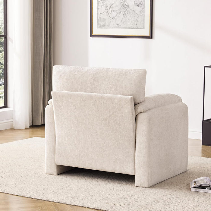 Beige Chenille Upholstered Oversized Armchair 38.6 Inch