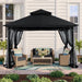 Outdoor Patio Gazebo with Double Roofs, Stable Steel Frame and Mosquito Netting (11X11,Black)