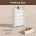 White 5-Drawer Dresser for Bedroom, 50.5" Tall Chest of Drawers