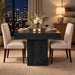 31.5" Square Dining Table for 2-4, Small Black Kitchen Table with 4.5" Thick-Profile Top and Sturdy Pedestal Base for Apartment & Small Spaces