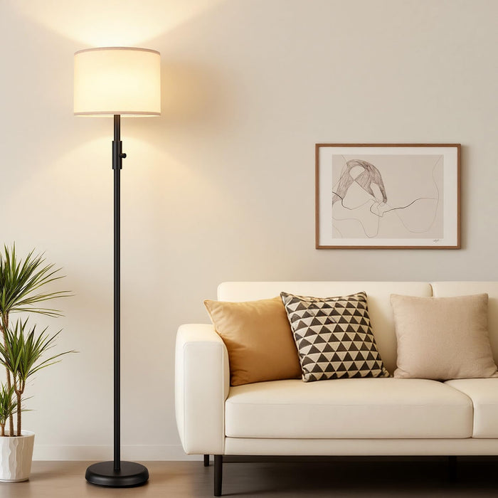 Black Dimmable Tall Floor Lamp 1000Lumens LinenShade