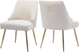 Velvet Dining Room Chairs Set of 2 Nailhead Back with Gold Legs,Beige