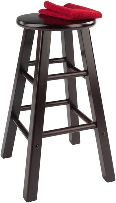 Element 2-Piece 24In Counter Stool Set, Espresso Finish, Solid Wood, Modern Design