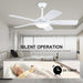 Ceiling Fans with Lights and Remote, 46 Inch Modern Ceiling Fan with Light, White Ceiling Fans for Bedroom Living Room Indoor/Outdoor, Reversible Quiet Motor, Dimmable LED Light, White