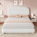 Queen Size Boucle Bed Frame, Upholstered Platform Bed Frame with Headboard, Modern Style, Soft Rounded Corners with Thickened Footboard, No Box Spring Needed, Easy Assembly, White