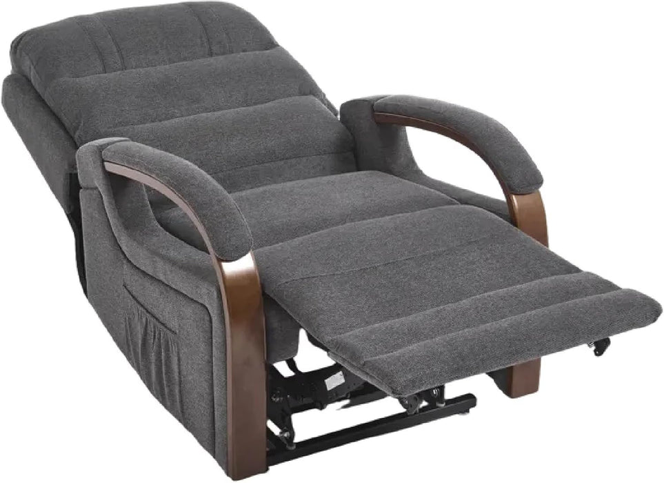 FLEXISPOT Dual Motor Power Lift Recliner Chair for Elderly, Electric Lay Flat Reclining Chair with Massage & Heat, Side Pockets, Fabric Single Sofa for Living Room