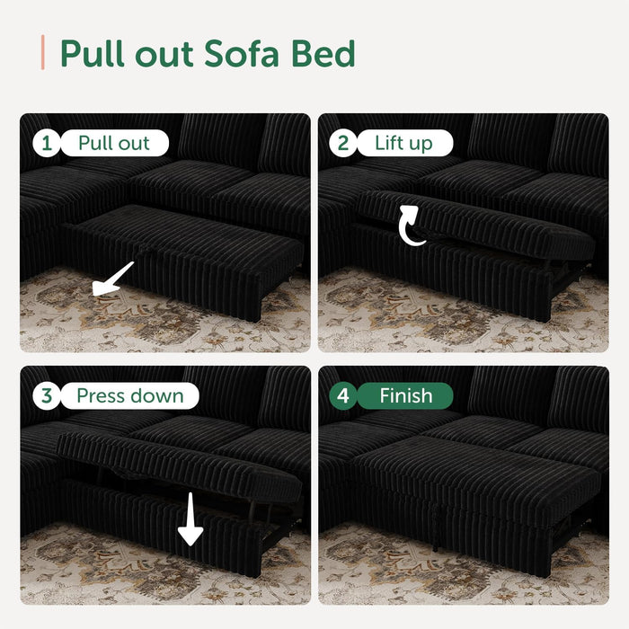 Modular Sleeper Sectional Sofa Charcoal With Storage