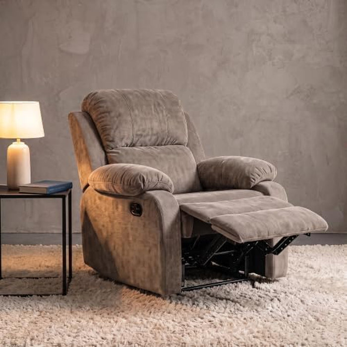 Manual Single Lounge Recliner Chair with Adjustable Backrest, Khaki