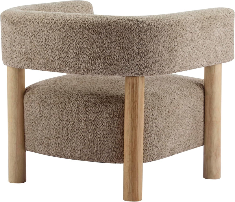 Low Profile BoucleFabric Accent Chair LightCamelTone