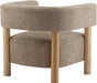 Low Profile BoucleFabric Accent Chair LightCamelTone