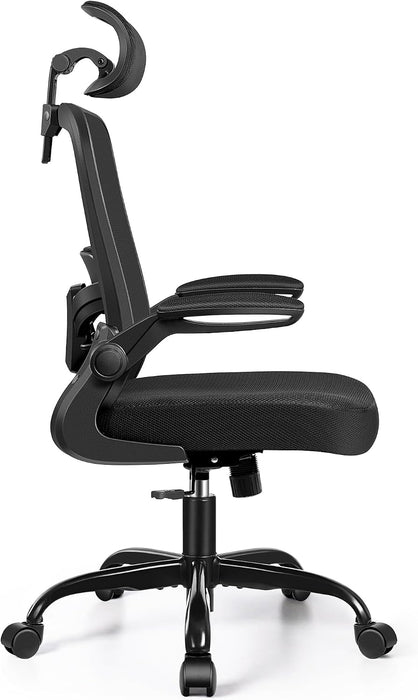 Office Chair, Desk Chair with Adjustable Lumbar Support, Ergonomic Computer Chair with High Back and Armrest, Adjustable Height Gaming Chair Home Office Swivel Chair(Black)