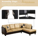2 Pieces Sectional Sofa Sets, L-Shape Sofa Microfiber Couch Living Room Sofa Set with Chaise Using for Living Room Furniture(A-Beige, Right Hand Facing)