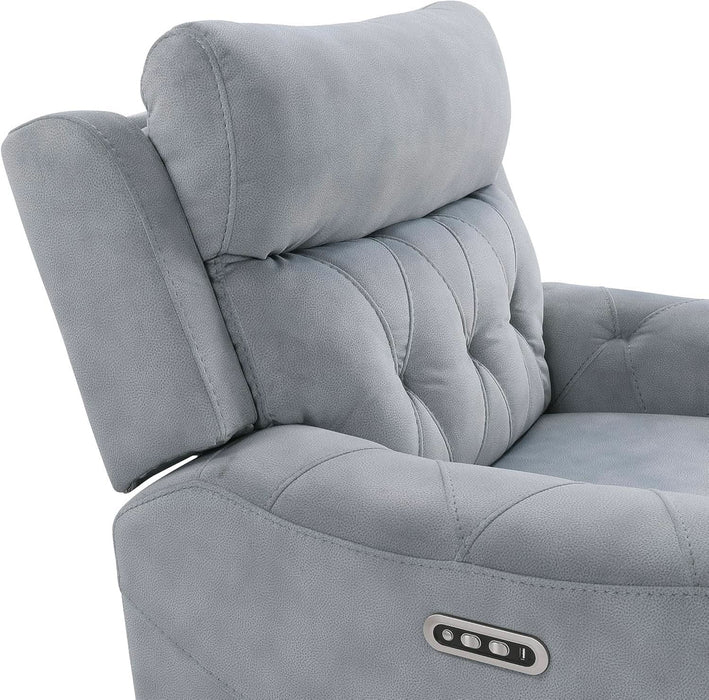 Wll Hugger Power Double Reclining Sof, Microfiber Home Theter Seting, Chrging Ports/Hidden Cup Holders/djustble Hedrest/Dimond Tufting, Power Recliner Couch for Living Room, Gry
