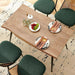 Modern Kitchen Dining Table Set for 4, 5 Pieces Wooden Breakfast Dining Table Set with 4 Upholsetered Boucle Dining Chairs Rattan Backrest,Metal Legs for Dining Room,Living Room