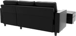  Black Faux Leather Sectional Sofa L-Shaped, Convertible