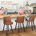 360 - Degree Swivel Bar Stools Set of 3, 26" Counter Height Bar Stools with High Back and Wood Legs, Morden Faux Leather Upholstered Barstools for Kitchen Counter - ShipItFurniture