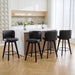 Swivel Bar Stool Set of 3, Faux Leather Low Back Counter Height Bar Stools, 27.5" Upholstered Tufted Counter Barstools with Wood Legs for Kitchen Island, Home Bar (Black)