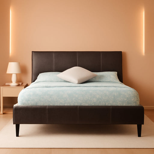 Gerard Faux Leather Upholstered Platform Bed Frame, Mattress Foundation, Wood Slat Support, No Box Spring Needed, Easy Assembly, Full