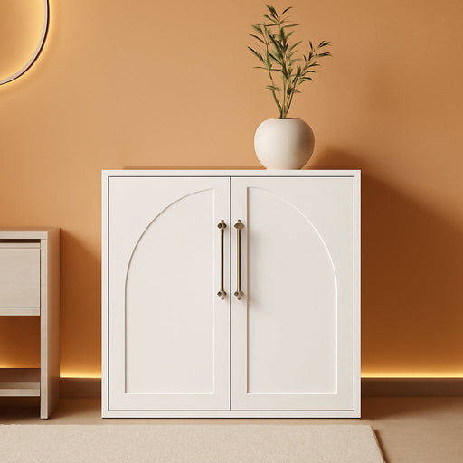 Arched Buffet Cabinet with 2 Adjustable Shelves, Small Modern Farmhouse Sideboard & Media Console Credenza, Also Storage Cabinet, Anti-Tip Kit – for Living Room, Kitchen, Coffee Bar, Bedroom