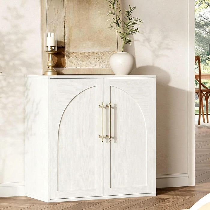 Arched Buffet Cabinet with 2 Adjustable Shelves, Small Modern Farmhouse Sideboard & Media Console Credenza, Also Storage Cabinet, Anti-Tip Kit – for Living Room, Kitchen, Coffee Bar, Bedroom