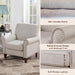 Upholstered Living Room Chair - Large Comfy Fabric Accent Chair Single Sofa with Cushion, Rolled Armrest & Nailhead Trim, Mid Century Farmhouse Armchair for Bedroom, Office, Beige
