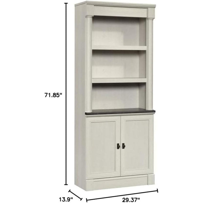 Palladia Book Shelf, Bookshelf with Storage, Library Bookcase with Doors and Adjustable Shelves, in Glacier Oak Finish