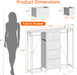 49.2“W Dresser with 2 Hanging Racks, 5 Drawers Dresser with LED Lights & Charging Station, Dressers TV Stand with Clothes Rack, Shoe Racks and Side Hooks, Chest of Drawers for Bedroom, White