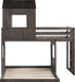 Antique Gray TwinOverFull BunkBedWithRoofAndGuardrails