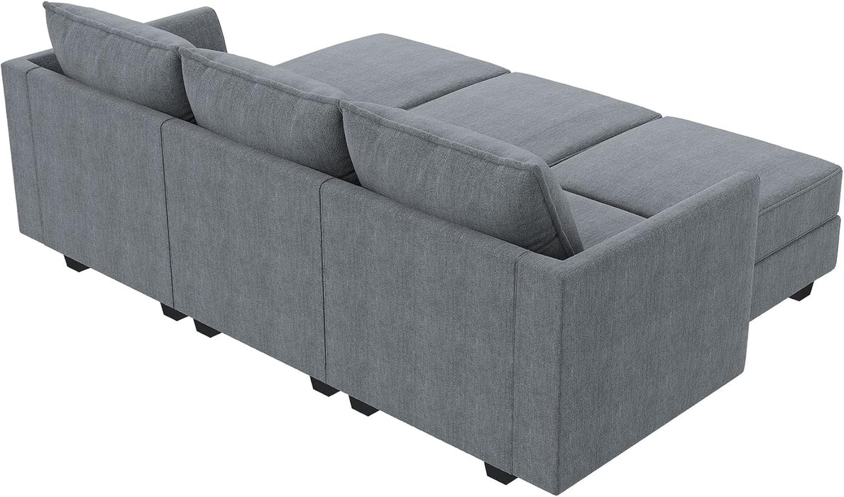 Bluish Grey Transformable Sleeper Sofa With Storage