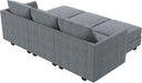 Bluish Grey Transformable Sleeper Sofa With Storage
