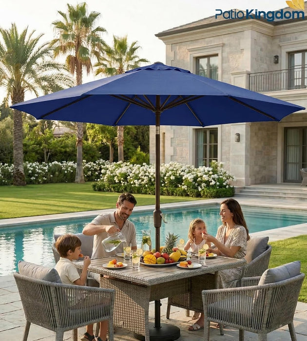 Patiokingdom 9FT Patio Outdoor Umbrella-Upf 50+ Sun Shade with Wind Vent, Push-Button Tilt & Smooth Crank Lift, Rust-Resistant Fiberglass Frame for Garden, Backyard,Yard