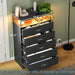 Black Dresser for Bedroom with Column Design & Charging Station, Led 5 Drawers Tall Dresser for Bedroom,Black