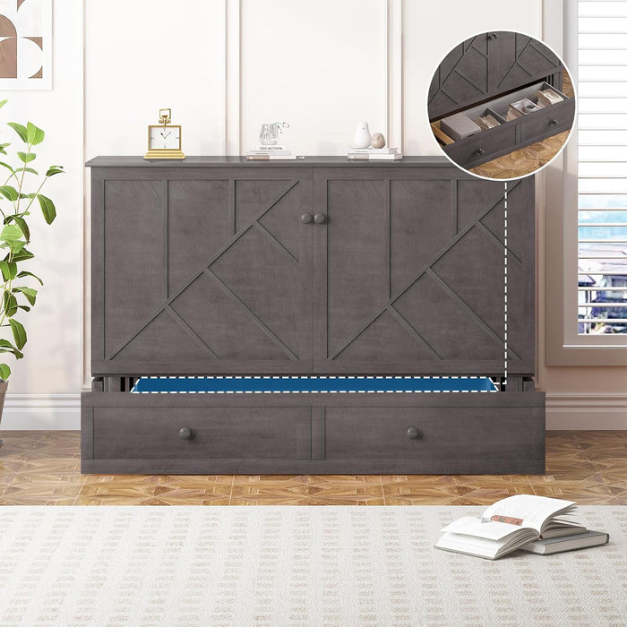 Gray Murphy Cabinet Bed Queen MultiFunctional Mattress