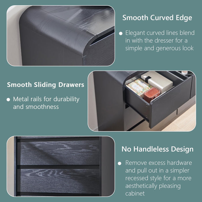 Modern 7 Drawers Dresser for Bedroom, 47" Wide Wood Dressers, Black