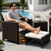 Patio Chair with Ottoman, 5 Pieces Patio Furniture Set Small Balcony Furniture, Rattan Patio Chairs Set of 2 with Glass Table for Front Porch Garden (Beige)