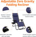 Outdoor Adjustable Zero Gravity Folding Reclining Lounge Chair with Cup Holder, Headrest Pillow, Detachable Side Table, Weather Resistant, Set of 2, Blue