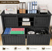 Farmhouse Lateral File Cabinet 2 Drawer and 71" Tall Bookcases Sets, 46" Filing Cabinets with Power Outlets & Storage Shelf, 3 Pcs Home Office Furniture Set, Black