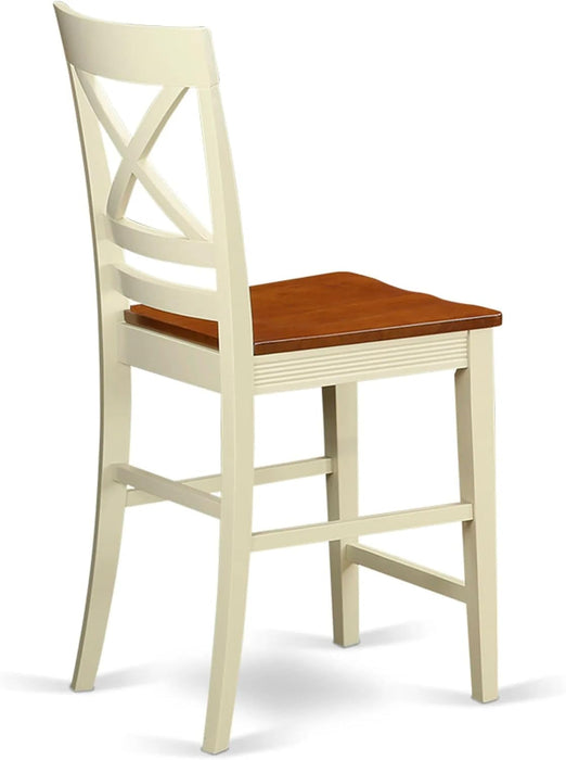 Quincy Counter Barstool-Pub Height Dining Chairs, Set of 2, Buttermilk & Cherry