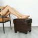 Storage Ottoman Cube Folding Footstool PU Leather Bench with Legs, Ottoman with Storage for Living Room, Bedroom, Brown