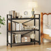 3 Tier Bookshelf 31.49" Width, Wood and Metal Etagere Bookcase, Vintage Farmhouse Modern Wooden Big Book Shelf for Home Living Room Bedroom Office Storage(Black)