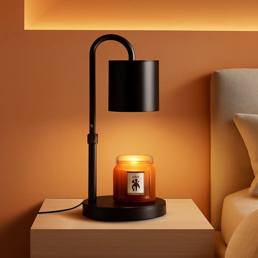 Dimmable Candle Warmer Lamp with Timer, Height Adjustable Electric Candle Wax Warmer, Christmas Birthday Gifts for Women Mom, House Warming Gifts New Home Room Decor, Black Solid Wood Base