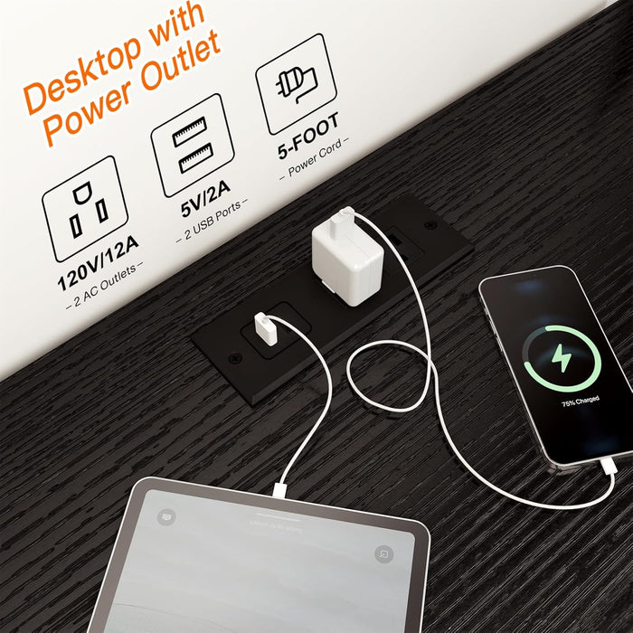 Dresser for Bedroom with Power Outlets and LED Lights, Black 55" TV Stand with 8 Drawers, Fabric Chest of Drawers with PU Finish for Living Room, Entryway