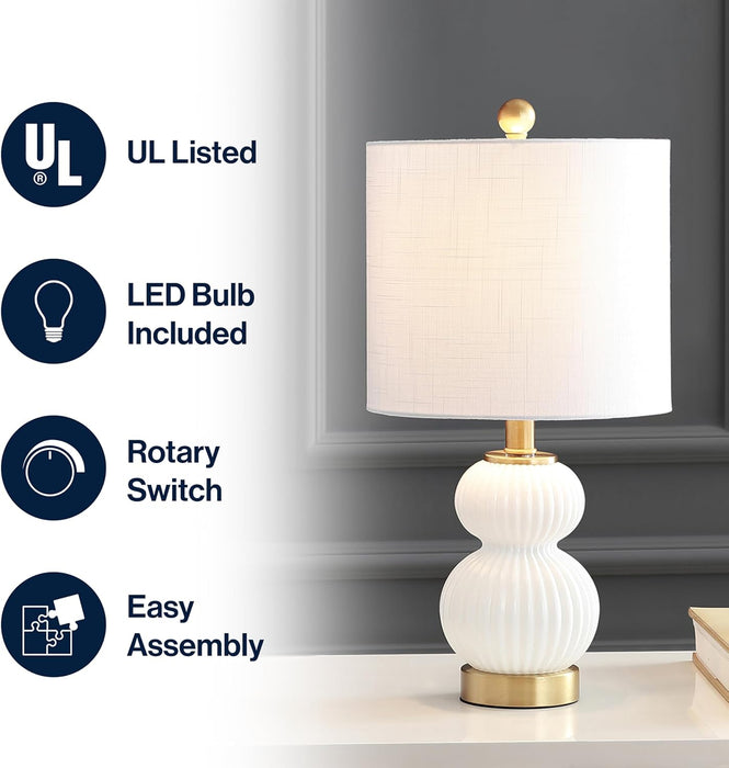 TwentyInch Shimmering White Brushed Brass Table Lamp