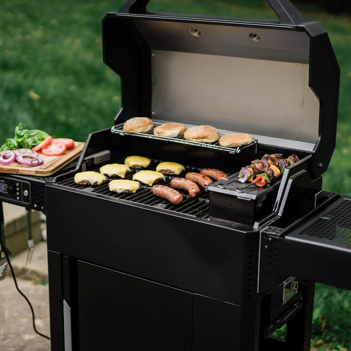 Autoignite 545 Digital Charcoal Grill and Smoker Combo for Easy Grilling, Digital Control, App, Sear Plate, Mini Hopper and 545 BBQ Cooking Square In. in Black