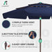 3 Tiers 9 FT Patio Umbrellas Outdoor Table Umbrella with Push Button Market Umbrella 8 Sturdy Ribs UV Protection Waterproof for Garden,Navy