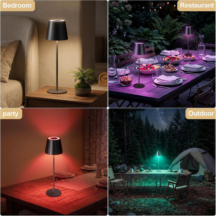 4 Pack Cordless Table Lamp Rechargeable Black