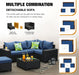 6 Pieces Patio Furniture Set All-Weather Outdoor Wicker Sectional Conversation Sofa Rattan Patio Seating Sofa with Cushion and Glass Table for Porch Poolside,Navy