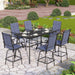 Outdoor Bar Set, 7 Piece Patio Dining Table and Swivel Bar Stools with Metal Table, for Garden, Pool, Yard and Terrace