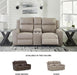 Signature Design by Ashley Lavenhorne Contemporary Faux Leather Manual Reclining Loveseat with Console and Cup Holders, Beige